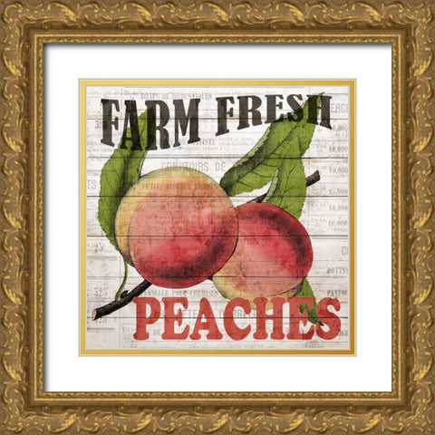 Fresh Picked Peaches Gold Ornate Wood Framed Art Print with Double Matting by Bailey, Ann
