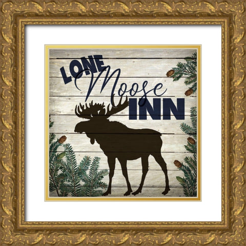 Lone Moose Inn Gold Ornate Wood Framed Art Print with Double Matting by Bailey, Ann