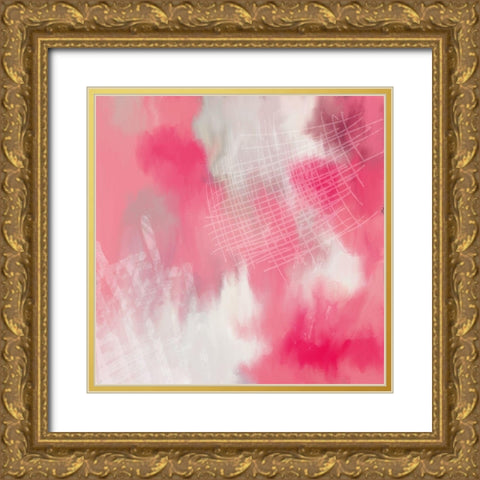 Pink Cross Hatched Gold Ornate Wood Framed Art Print with Double Matting by Bailey, Ann