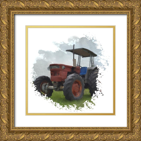Tractor Splash Gold Ornate Wood Framed Art Print with Double Matting by Bailey, Ann