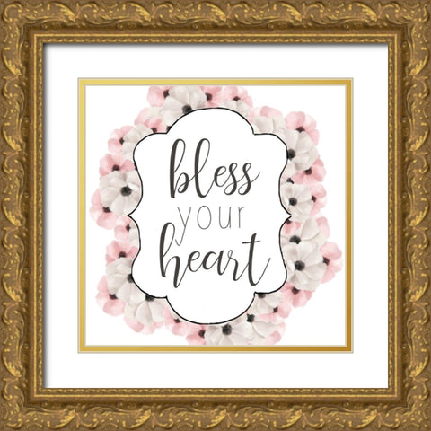 Bless Your Heart Gold Ornate Wood Framed Art Print with Double Matting by Bailey, Ann