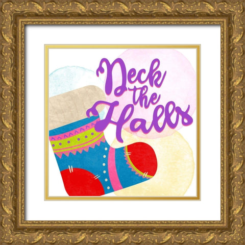 Deck the Halls Gold Ornate Wood Framed Art Print with Double Matting by Bailey, Ann