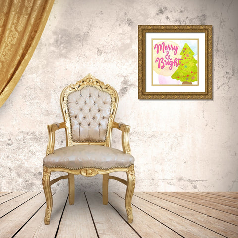 Merry and Bright Gold Ornate Wood Framed Art Print with Double Matting by Bailey, Ann