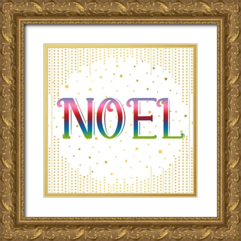 NOEL Colorful Gold Ornate Wood Framed Art Print with Double Matting by Bailey, Ann