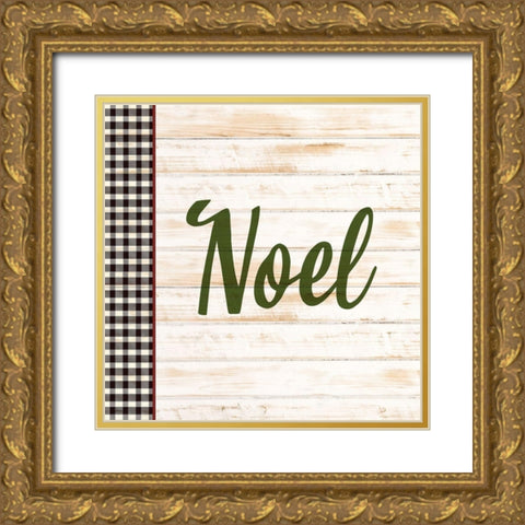 Noel Plaid Gold Ornate Wood Framed Art Print with Double Matting by Bailey, Ann