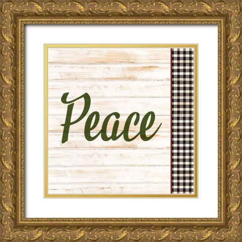Peace Plaid Gold Ornate Wood Framed Art Print with Double Matting by Bailey, Ann