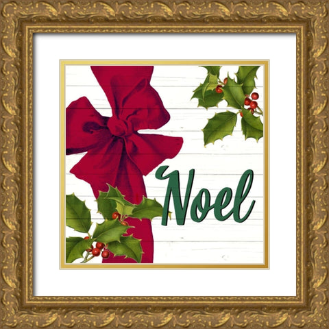 Noel Bow Gold Ornate Wood Framed Art Print with Double Matting by Bailey, Ann