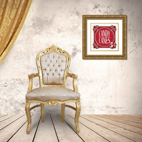 Candy Canes Gold Ornate Wood Framed Art Print with Double Matting by Bailey, Ann