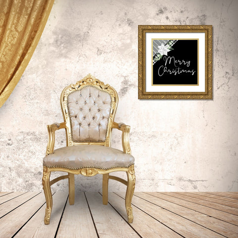 Merry Christmas Galvanized Gold Ornate Wood Framed Art Print with Double Matting by Bailey, Ann