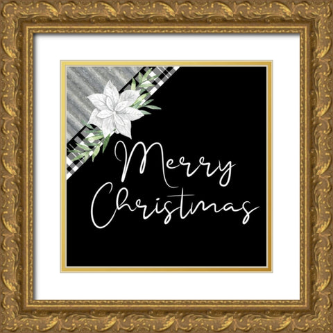 Merry Christmas Galvanized Gold Ornate Wood Framed Art Print with Double Matting by Bailey, Ann