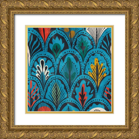 Feather Pattern 2 Gold Ornate Wood Framed Art Print with Double Matting by Bailey, Ann