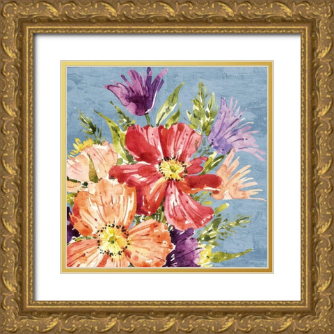 On Blue Gold Ornate Wood Framed Art Print with Double Matting by Bailey, Ann