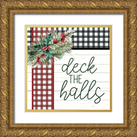 Deck the Halls Gold Ornate Wood Framed Art Print with Double Matting by Bailey, Ann