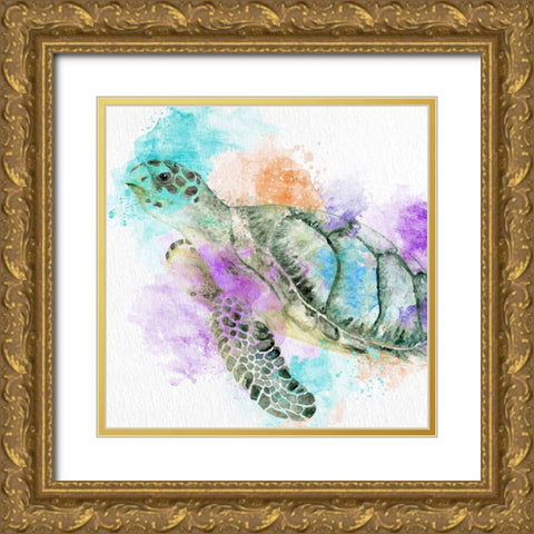 Swimming Gold Ornate Wood Framed Art Print with Double Matting by Bailey, Ann