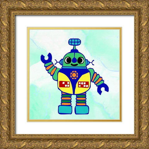 Robot 1 Gold Ornate Wood Framed Art Print with Double Matting by Bailey, Ann