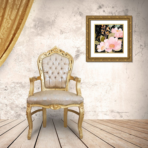 On Black Floral Gold Ornate Wood Framed Art Print with Double Matting by Bailey, Ann