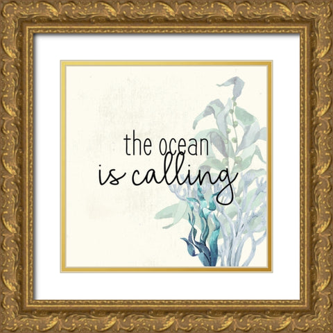 The Ocean Gold Ornate Wood Framed Art Print with Double Matting by Bailey, Ann