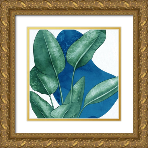 Palms On Blue 1 V2 Gold Ornate Wood Framed Art Print with Double Matting by Bailey, Ann