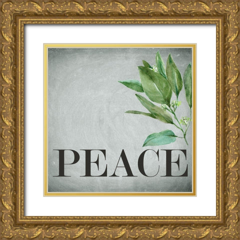 Peace Square Gold Ornate Wood Framed Art Print with Double Matting by Bailey, Ann