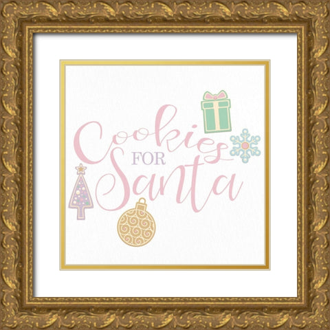 Cookies For Santa Gold Ornate Wood Framed Art Print with Double Matting by Bailey, Ann