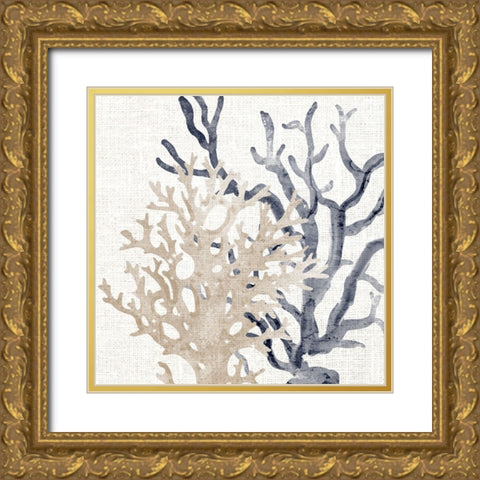 Coral Blue And Sand 2 Gold Ornate Wood Framed Art Print with Double Matting by Bailey, Ann