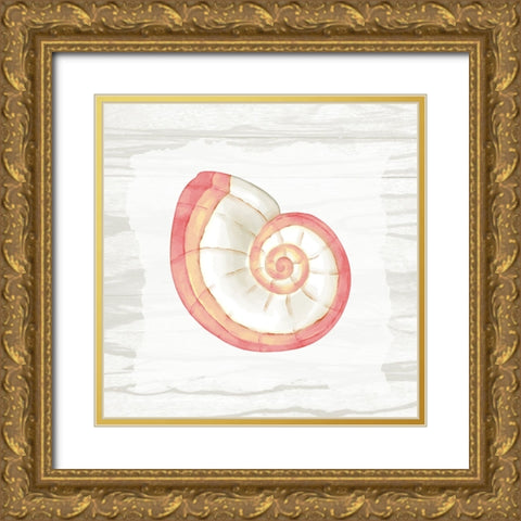 Coral Shells On Wood 1 Gold Ornate Wood Framed Art Print with Double Matting by Bailey, Ann