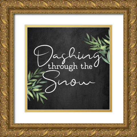 Snow Dashing Gold Ornate Wood Framed Art Print with Double Matting by Bailey, Ann