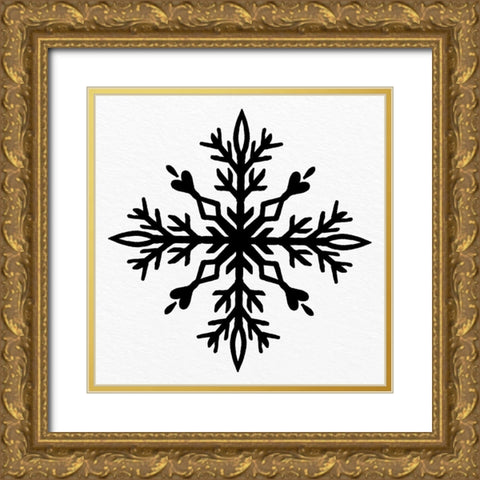 Snowflake 2 Gold Ornate Wood Framed Art Print with Double Matting by Bailey, Ann