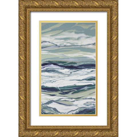 Ocean Blues Gold Ornate Wood Framed Art Print with Double Matting by Bilotta, Barbara