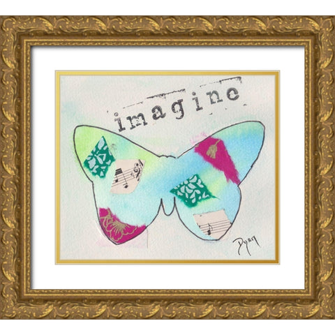Butterfly Imagine Gold Ornate Wood Framed Art Print with Double Matting by Dyer, Beverly