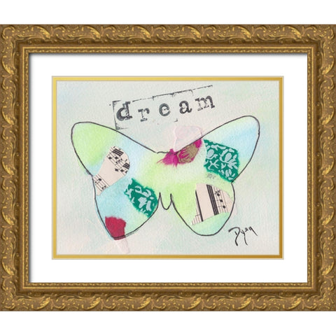 Butterfly Dream Gold Ornate Wood Framed Art Print with Double Matting by Dyer, Beverly