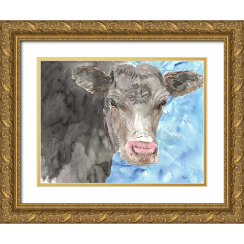 Bull Gold Ornate Wood Framed Art Print with Double Matting by Dyer, Beverly