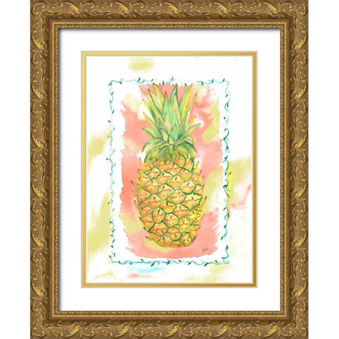 Pinapple Party Gold Ornate Wood Framed Art Print with Double Matting by Dyer, Beverly
