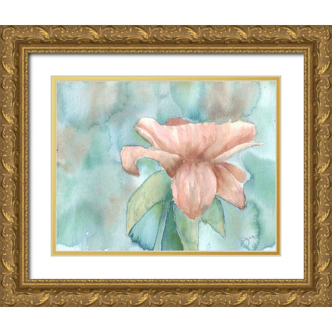 Blush Rose 2 Gold Ornate Wood Framed Art Print with Double Matting by Dyer, Beverly