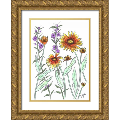 Common Blanket Flower Gold Ornate Wood Framed Art Print with Double Matting by Dyer, Beverly