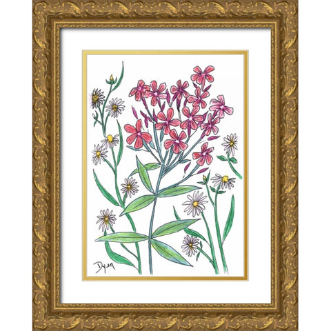 Summer Phlox Gold Ornate Wood Framed Art Print with Double Matting by Dyer, Beverly