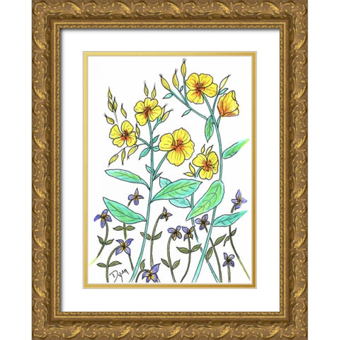 Sundrops Gold Ornate Wood Framed Art Print with Double Matting by Dyer, Beverly