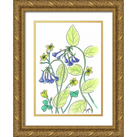 Virginia Bluebells Gold Ornate Wood Framed Art Print with Double Matting by Dyer, Beverly