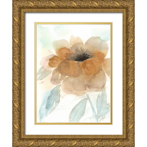 Neutral Peony I Gold Ornate Wood Framed Art Print with Double Matting by Dyer, Beverly