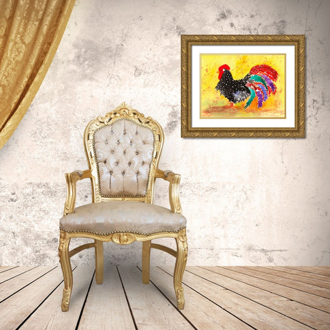 Farm House Rooster I Gold Ornate Wood Framed Art Print with Double Matting by Dyer, Beverly