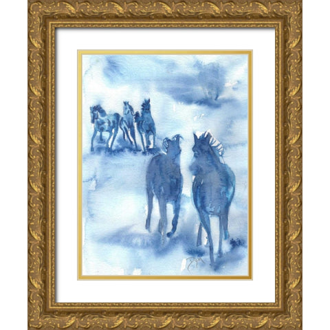 Hooves Of Thunder Gold Ornate Wood Framed Art Print with Double Matting by Dyer, Beverly