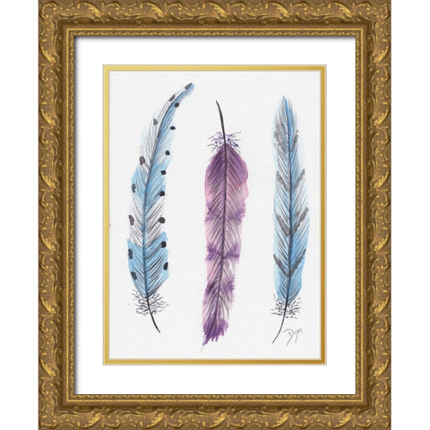 October Feathers I Gold Ornate Wood Framed Art Print with Double Matting by Dyer, Beverly