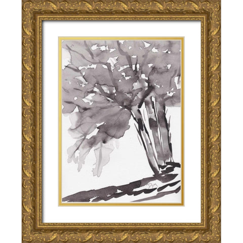 Noir Tree Gold Ornate Wood Framed Art Print with Double Matting by Dyer, Beverly
