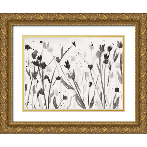 Noir Meadow Gold Ornate Wood Framed Art Print with Double Matting by Dyer, Beverly