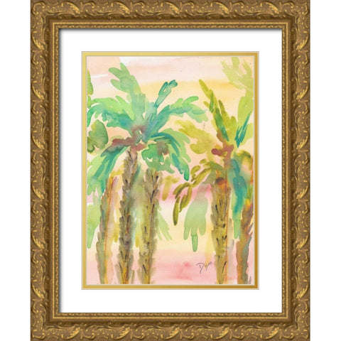 Sunset Palms 3 Gold Ornate Wood Framed Art Print with Double Matting by Dyer, Beverly