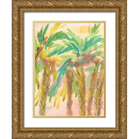 Sunset Palms 4 Gold Ornate Wood Framed Art Print with Double Matting by Dyer, Beverly