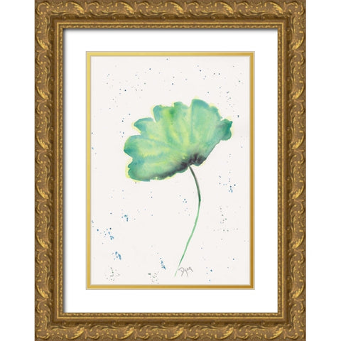 Blue Green Poppy 2 Gold Ornate Wood Framed Art Print with Double Matting by Dyer, Beverly
