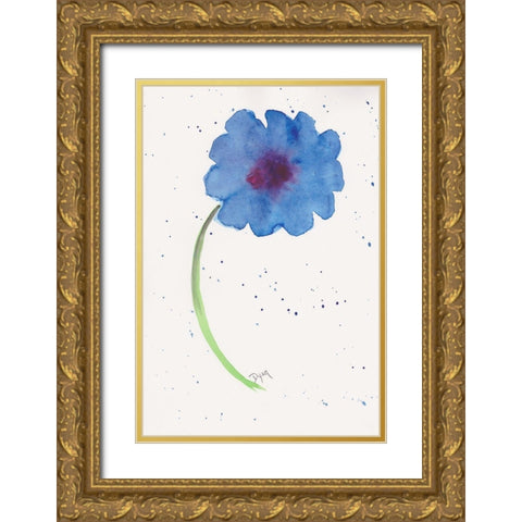 Blue Poppy 1 Gold Ornate Wood Framed Art Print with Double Matting by Dyer, Beverly