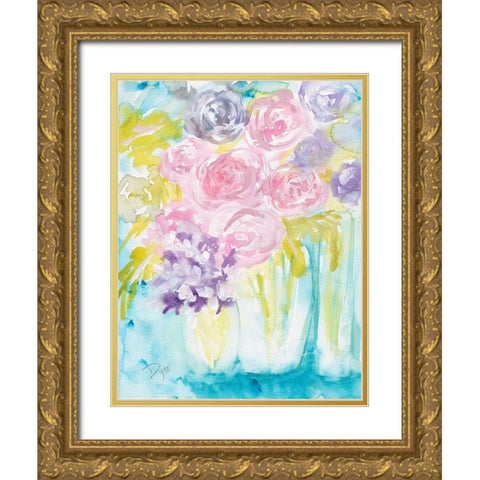 Flower Market Gold Ornate Wood Framed Art Print with Double Matting by Dyer, Beverly