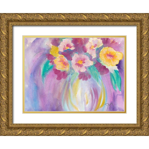 Bright Bouquet Gold Ornate Wood Framed Art Print with Double Matting by Dyer, Beverly
